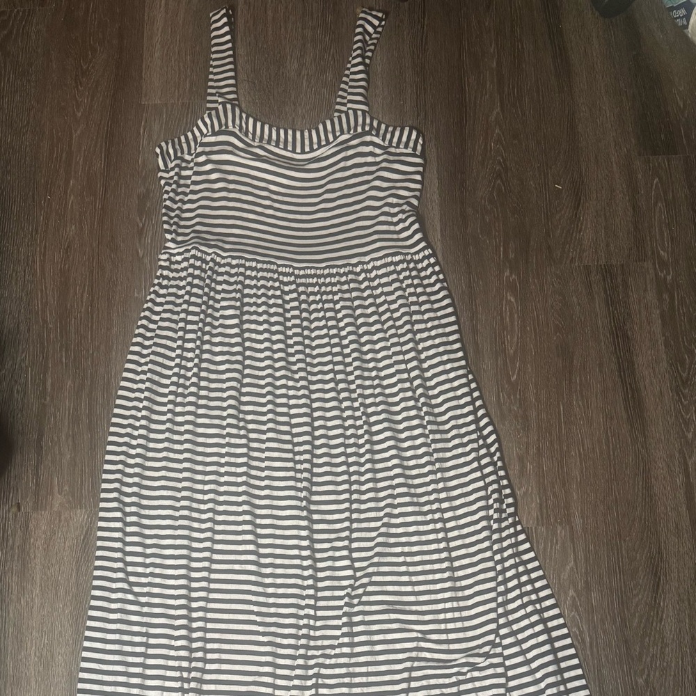 LOFT Navy and White Striped Maxi Dress